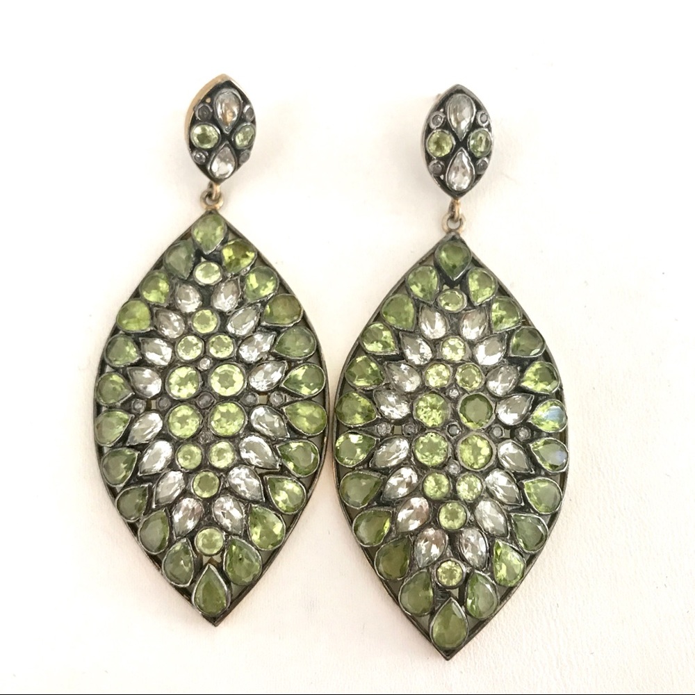 Peridot Topaz Diamond Earrings
